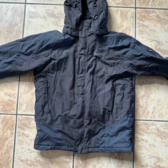 Marmot Ski Snow Hooded Jacket Black YOUTH Size XLarge Winter‎ Outdoors - Picture 3 of 9